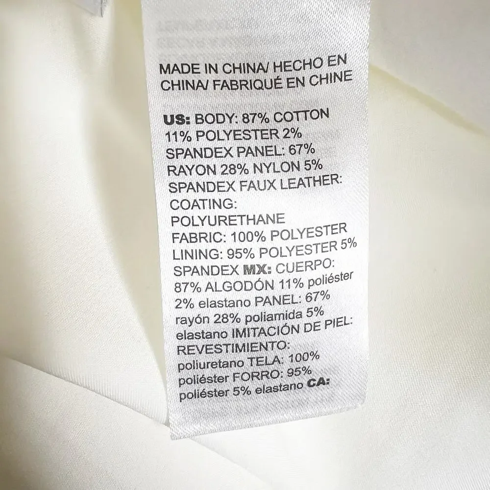 CHICO'S Tweed and Faux Leather Moto Jacket Asymmetric Full Zip White Black Large